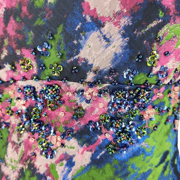 Carmen Marc Valvo Infusion Jacquard Tapestry Gown Abstract Print Size 4 - Picture 5 of 13